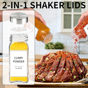 Contenedores de condimentos de especias de vidrio de borosilicato con superficie transparente e impresión de logotipo multicolor para almacenamiento y organización - Product Image 3