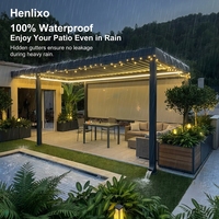 Pergola motorisée HENLIXO en aluminium thermolaqué pour l'extérieur, grand modèle, pour une zone de divertissement de luxe dans la cour.