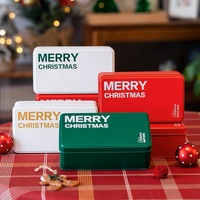 Boîte-cadeau de rangement de biscuits vides de forme rectangulaire fantaisie étain en métal de Noël