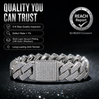 Bracelet maille cubaine Miami 20 mm de haute qualité, serti de zircone cubique 5A, style hip-hop, longueur personnalisable et moissanite, directement de l'usine