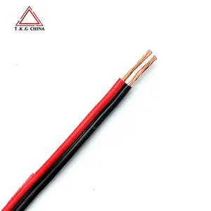 نوعية جيدة PVC العزل 80 درجة الأسود والأحمر شقة كابل مكبر الصوت 2 النواة 0.2mm2 ofc عارية النحاس مجدولة الصوت فيديو سلك