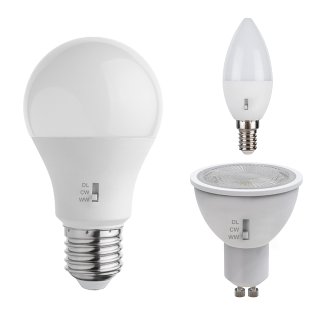 CE RoHS ErP 5W 7W 8W 9W 12W 15W E26 E27 No Flicker 3 Color Temperature Changing C37 G45 A60 A70 LED Light Bulb for Home