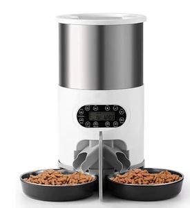 Distributeur automatique de nourriture pour animaux de compagnie 4,5 L en acier inoxydable 304 avec affichage LCD, design arrondi, programmation de l'heure moderne et rechargeable pour chats et petits animaux - Product Image 6