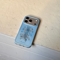 Casing Ponsel Premium TPU Motif Bunga Lily Biru Segar untuk 18 Pro & 17 Pro Max Desain Floral Sederhana Anti Benturan