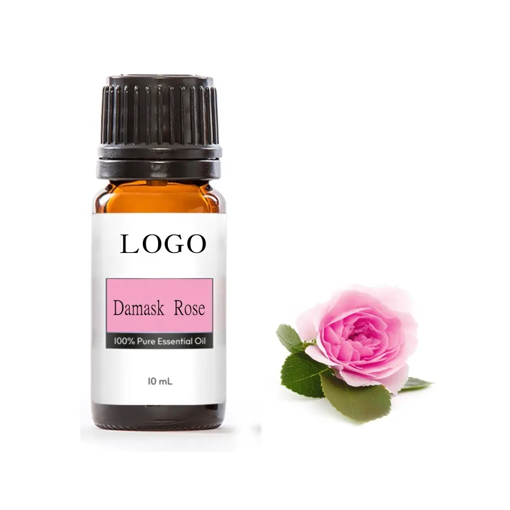 Label Pribadi Murah 10Ml Minyak Esensial Damask Rose Alami Murni Kelas Terapi untuk Penyebar Aroma Mobil