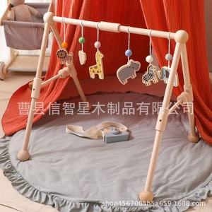 Wooden baby gym, baby grasping crochet <b>rainbow</b> pendant toy, solid <b>wood</b> newborn exercise gym. - Product Image 3