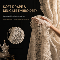 Voilage de luxe français en dentelle brodée, blanc crème, filtrant la lumière, pour salon et chambre à coucher