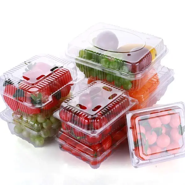 थोक डिस्पोजेबल स्पष्ट प्लास्टिक फल सीपी डलिया बॉक्स पैकेजिंग खाद्य कंटेनर 500g