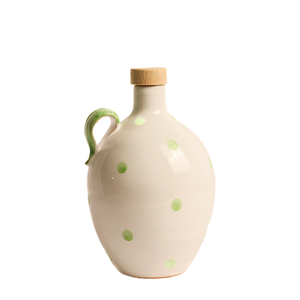 Jarra de Cerámica con Puntos Verdes y Tapa de Madera, 25CL 50CL, para Almacenamiento de Aceite Vegetal - Product Image 1