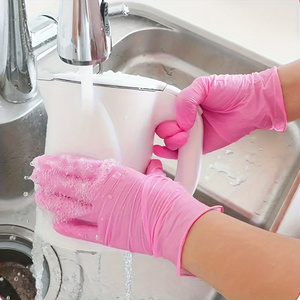 Gants jetables écologiques roses en nitrile pour examen médical, protection sans poudre, latex de caoutchouc alimentaire pour le nettoyage - Product Image 4
