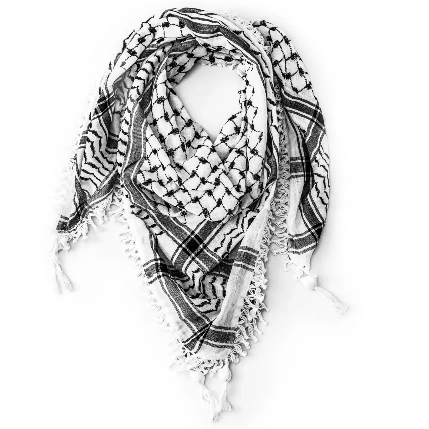 Màu đen và trắng kufiya chiếc khăn Shemagh Keffiyeh palestine khăn headscarf cho phụ nữ người đàn ông