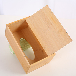Boîte à mouchoirs en bois, bambou, carrée, écologique, pour la maison, l'hôtel, le restaurant, logo personnalisé disponible - Product Image 4