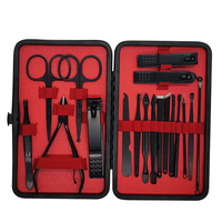 Ensemble de manucure 18 en 1, ensemble de pédicure professionnel, ciseaux à ongles, kit de toilettage avec étui de voyage en cuir, or rose