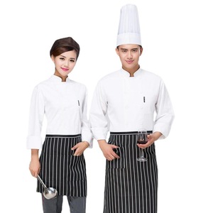 Uniforme de travail pour le personnel de <span class=keywords><strong>cuisine</strong></span> des hôtels et restaurants, veste de chef blanche pure pour hommes, taille plus, manches longues, fermeture à boutons, polyester/coton - Product Image 5