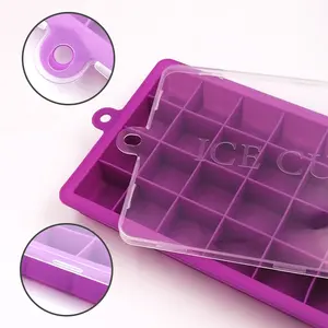 Cubo de hielo cuadrado de silicona reutilizable, bandeja de hielo de silicona de fácil liberación, con tapas para bebidas refrigeradas