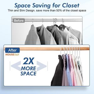 <b>White</b> Plastic Hangers Slim Non-Slip with Extended Notch Space Saving Modern Hook Type Clothing Organizer - Product Image 5