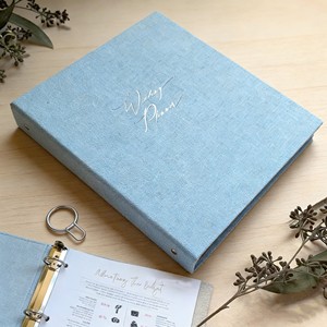 Carnet de planification de mariage personnalisé et organiseur en lin, <span class=keywords><strong>cadeau</strong></span> de fiançailles pour les couples nouvellement fiancés avec boîte de rangement à pochette - Product Image 2