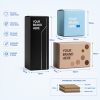 Emballage personnalisé pour marque, boîte pliante verticale, base mate, couvercle à fermeture, petit format, bleu ciel, brun, en carton ondulé pour expédition, MOQ 500 pièces