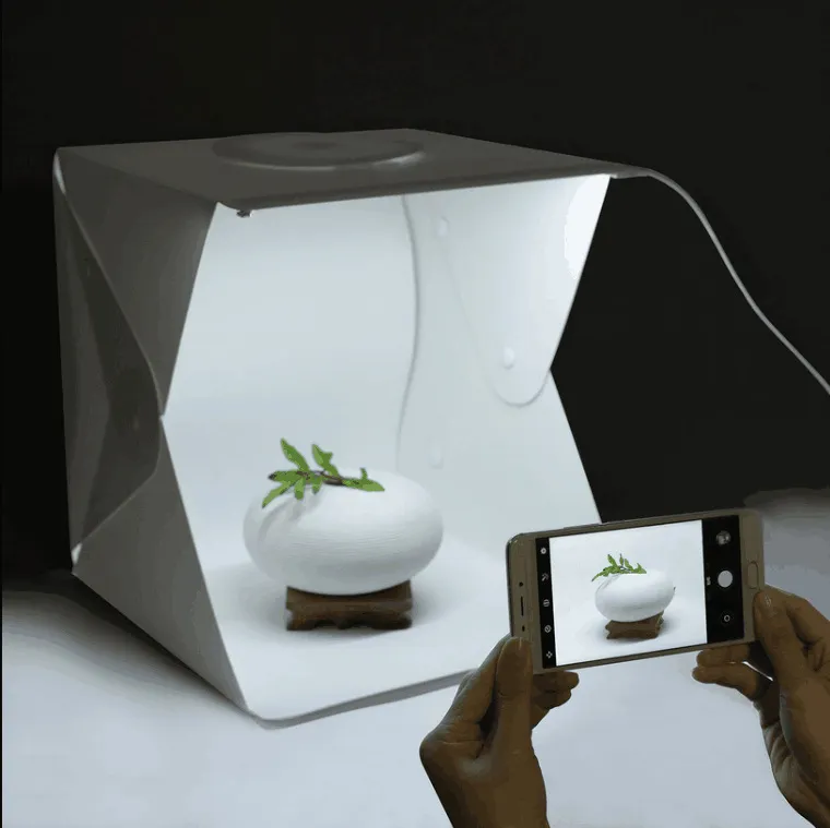 Lightbox Fotografi Lipat Portabel Ukuran 30CM, Kotak Studio Fotografi Kecil LED untuk Studio Foto