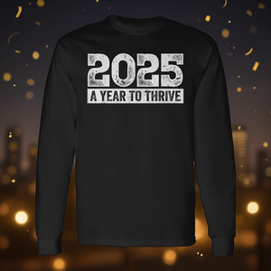 Camiseta de Manga Larga para el Año Nuevo 2025, Inspiradora, con Frases de Sueños y Objetivos Futuros, Artículo Promocional - Product Image 3