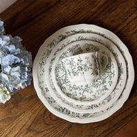 Platos de Cerámica Franceses Vintage con Diseño Elegante para Postres y Pasta, Aptos para Lavavajillas y Ecológicos