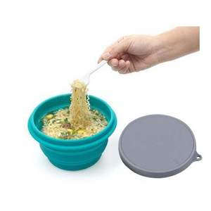 Tigela de silicone reutilizável com tampa, tigela de silicone portátil para viagem, microondas, de tamanho grande 1000ml, com tampa - Product Image 3