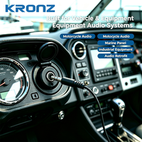 Kabel Audio Stereo TRS 3.5mm KRONZ, Panel Dinding, Male ke Female, 400 mm, Tahan Air dan Debu IP67 untuk Audio Industri Luar Ruangan