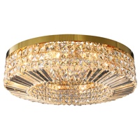 Lustre moderne en cristal de fer avec finition dorée et éclairage LED pour salon et plafond de maison