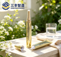 Tube en plastique aluminium doré brillant avec embout conique et bouchon à vis pour emballage de crème pour les yeux, sérum et soins de la peau