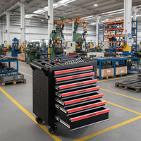 Armoire à outils métallique à 7 tiroirs Bytool Wholesale avec outils et verrouillage central |   Chariot d'atelier industriel avec poignée supérieure OEM