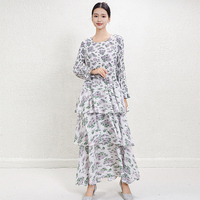 Fabricants de vêtements sur mesure : Robes d'été pour femmes 2026, robes imprimées florales, robes décontractées plissées à étages style gâteau