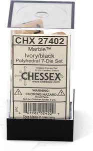 Jeu de <span class=keywords><strong>dés</strong></span> polyédriques <span class=keywords><strong>Chessex</strong></span> CHX27402 - 7 <span class=keywords><strong>dés</strong></span> en marbre ivoire et noir pour jeux de rôle - Product Image 5