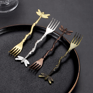 Set di Forchette Mini Libellula di Lusso in Lega di Zinco da 4,4 Pollici per Casa, Ristorante, Hotel, Forchette per Escargot, <span class=keywords><strong>Pasticceria</strong></span> e Lumache - Product Image 1