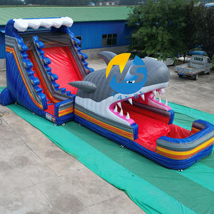 Tobogán DE AGUA DE TIBURÓN inflable de PVC comercial de precio barato gigante al aire libre tobogán de mármol con piscina grande a la venta - Product Image 1