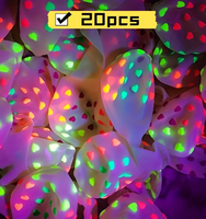 20 ballons en forme de cœur imprimés fluorescents, décorations de fête en latex réactif aux UV, adaptés aux anniversaires, mariages, Saint-Valentin