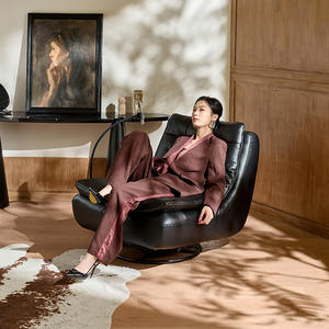 Sillón Individual Moderno de Cuero, Sillón Giratorio Tapizado para Sala de Estar con Estructura de Armazón - Product Image 3