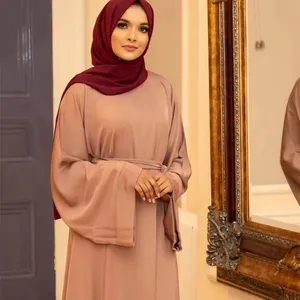 Mode Dubai Abaya Met Riem Voor Vrouwen Aangepaste Kleur Maxi Abaya Dubai Kalkoen Gewaad Moslim Kleding Jalabiya