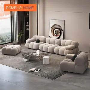 Jogo de sofá moderno, estofado, moderno, sala de estar, móveis, pomelohome, venda direta, tecido boucle, 1 conjunto de mario bellini