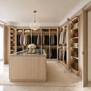 <span class=keywords><strong>Armoire</strong></span> <span class=keywords><strong>de</strong></span> chambre à coucher moderne sur mesure SYBELL en bois massif convertible avec dessus en verre et organisateur <span class=keywords><strong>de</strong></span> vêtements - Product Image 1