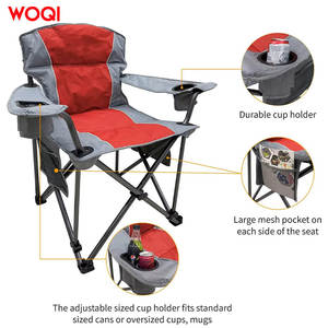 Chaise de camping pliable extra large Woqi Outdoor avec porte-gobelet, structure en acier robuste, rouge, 37x37x24,5 pouces - Product Image 4