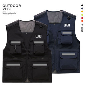 Gilets pour hommes multi-poches, respirants, pour le travail en extérieur, la pêche, la photographie, le bénévolat, le journalisme, avec logo personnalisé - Product Image 2