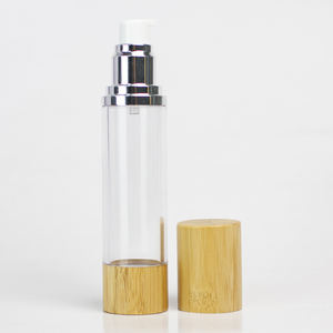 Bouteille sous vide en bambou de haute qualité pour les soins de la peau, conteneur cosmétique sans air en plastique AS - Product Image 3