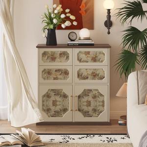 ตู้ลิ้นชักไม้จริงลายเรโทรสไตล์คันทรี 5 ชั้น สำหรับเก็บของ ใช้ในห้องนั่งเล่น ห้องนอน ภายในบ้าน - Product Image 1