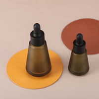 Flacons compte-gouttes en verre ambré mat de forme conique, modernes et luxueux, avec logo personnalisé pour les soins des cheveux, de la peau et des yeux, emballage de 15 ml et 30 ml, sans BPA