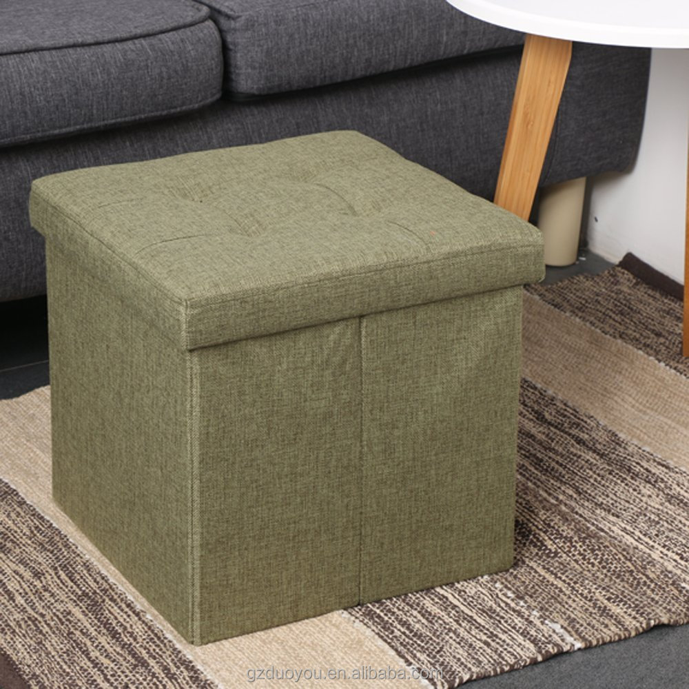 Offre Spéciale Tabouret Gonflable Carré Carré Pliable Moderne Lin Pouf de Rangement En Tissu