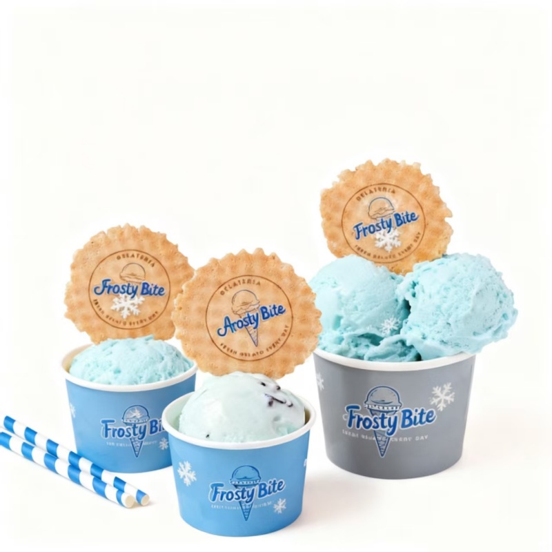 Wholesale 4oz 16oz Disposable Dessert Yogurt Ice Cream Frozen Fruit Packaging Bowl Container Tubs Paper Ice Cream Cup With Lid