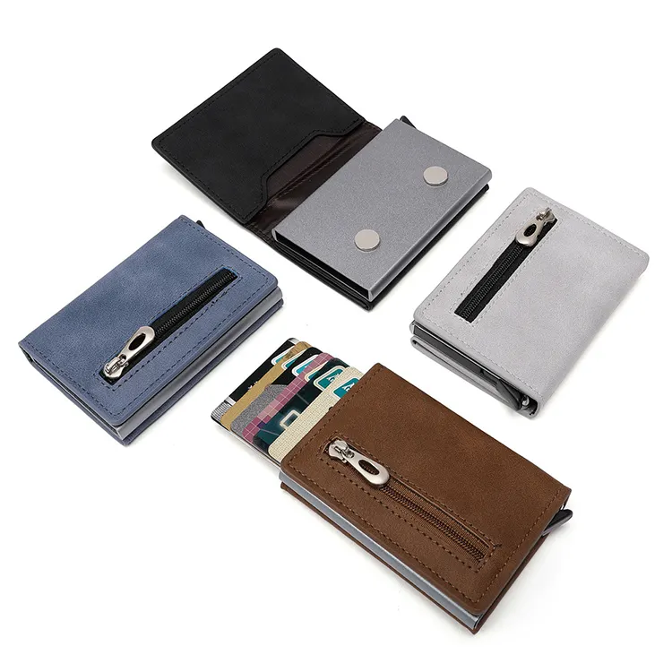 Men Wallet Card Holder,Men's Wallet Pu Leather Credit Card Holder,Minimalist Purse New Design Zipper Credit Card Wallet