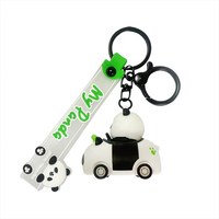 Hot verkopende schattige panda PVC sleutelhanger met offset- en UV-print, auto sleutelring, tas hanger, sleutelhouder, cadeau