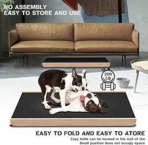 Hölzerne Hunde rampe 4 Stufen Höhen verstellbar Klappbar Tragbare Haustier katzen leiter Rutsch fest für Innen sofa Hunde treppen - Product Image 4
