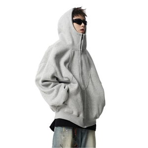 Meilleur prix – Sweat à capuche zippé décontracté pour homme, coupe oversize, en molleton 100 % coton doux et respirant, personnalisable avec logo pour homme - Product Image 1